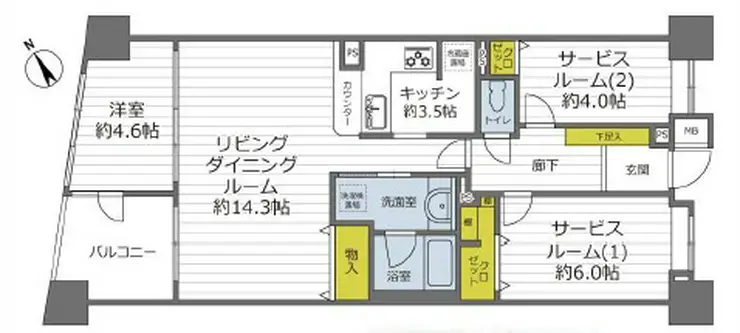 コスモ上野パークサイドシティ 3階階 間取り