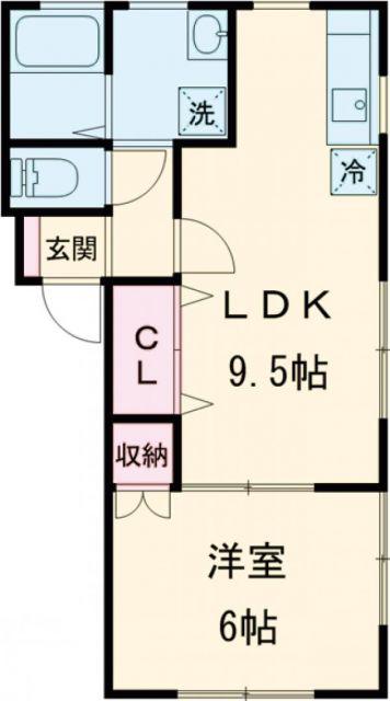 コーポドエル(1LDK/1階)の間取り写真