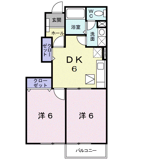 アバンツァート(2DK/1階)の間取り写真