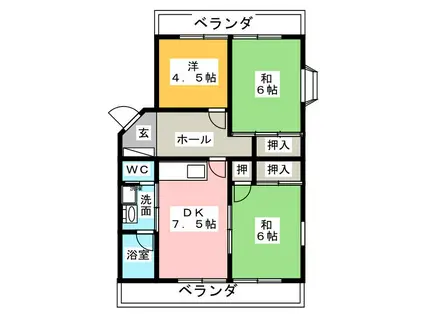 メゾンド ロイヤル(3DK/2階)の間取り写真