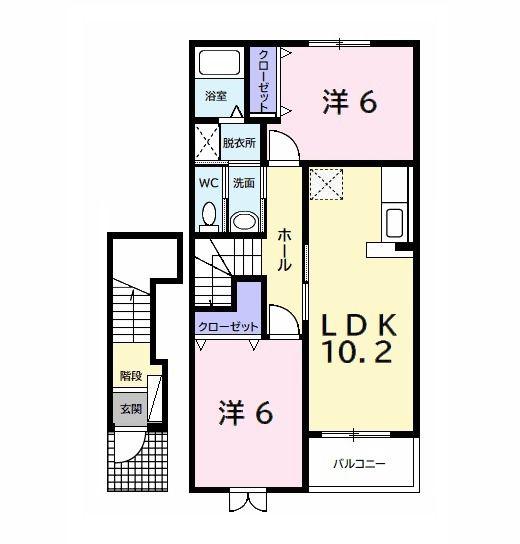 フルールメゾンA(2LDK/2階)の間取り写真
