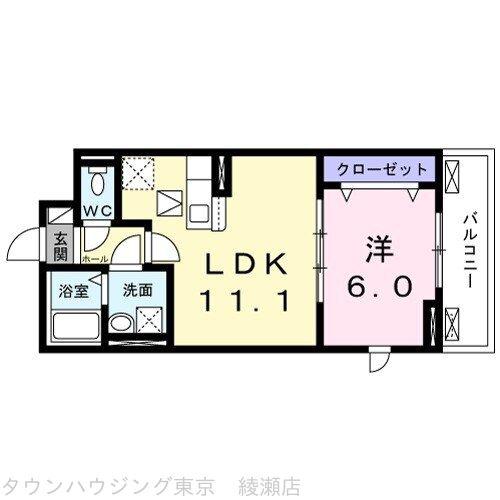 グレイス(1LDK/3階)の間取り写真