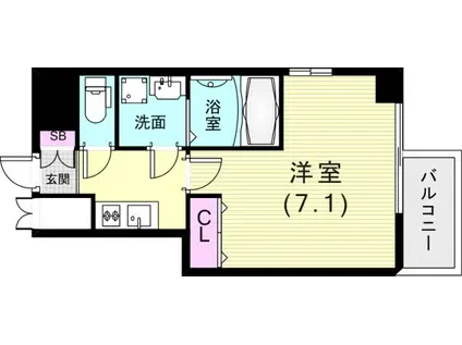 エスプレイス神戸ウエストモンターニュ(1K/4階)の間取り写真