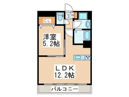 グランパーク国府(1LDK/5階)の間取り写真