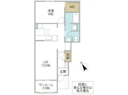 プラシード(1LDK/1階)の間取り写真