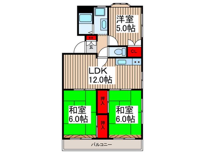 パインズ浦和(3LDK/3階)の間取り写真