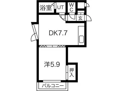 プラザ・スズ札幌II(1DK/2階)の間取り写真