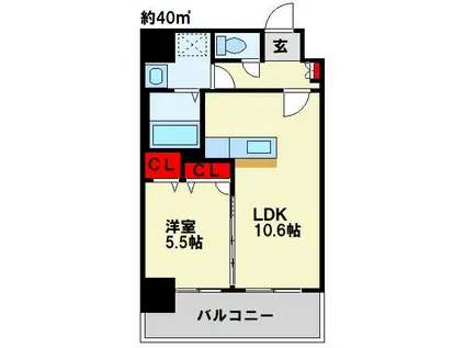F・STAGE折尾(1LDK/4階)の間取り写真