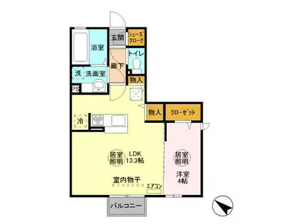 ラ・トゥール一番館(1LDK/1階)の間取り写真