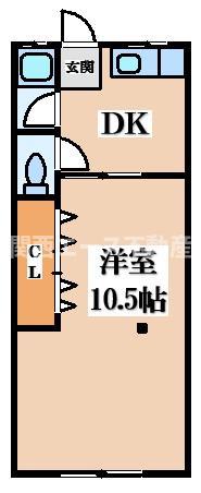 出口ハイツ(1DK/2階)の間取り写真