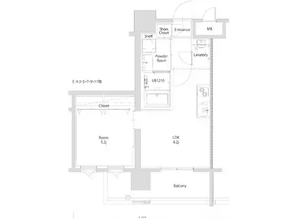エンクレスト博多PARKSIDE(1LDK/4階)の間取り写真