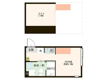 西新井テラス(ワンルーム/2階)の間取り写真