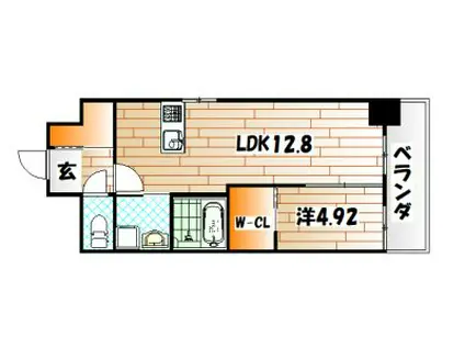 アクシオ北九州III(1LDK/2階)の間取り写真