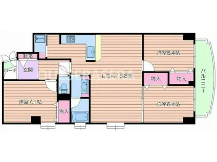 ロイヤルコート生江(3LDK/5階)の間取り写真