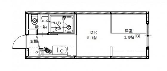 ニホコーポラスIII(ワンルーム/1階)の間取り写真