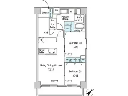 築地MKハウス(2LDK/5階)の間取り写真