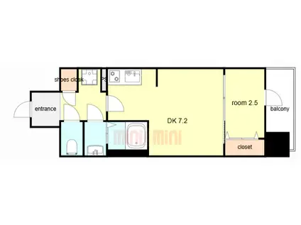 ソルテラス神戸栄町通(1DK/3階)の間取り写真
