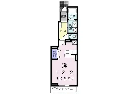 スタープル III(ワンルーム/1階)の間取り写真