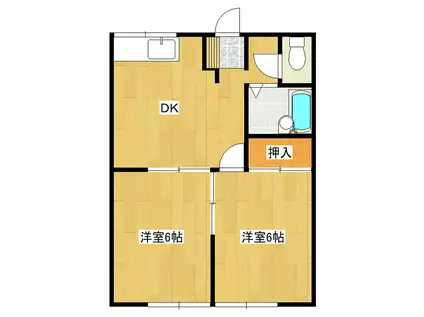 エステートピア若葉3番館(2DK/1階)の間取り写真