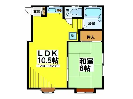 サンシティ―-菊野台2丁目-(1LDK/2階)の間取り写真