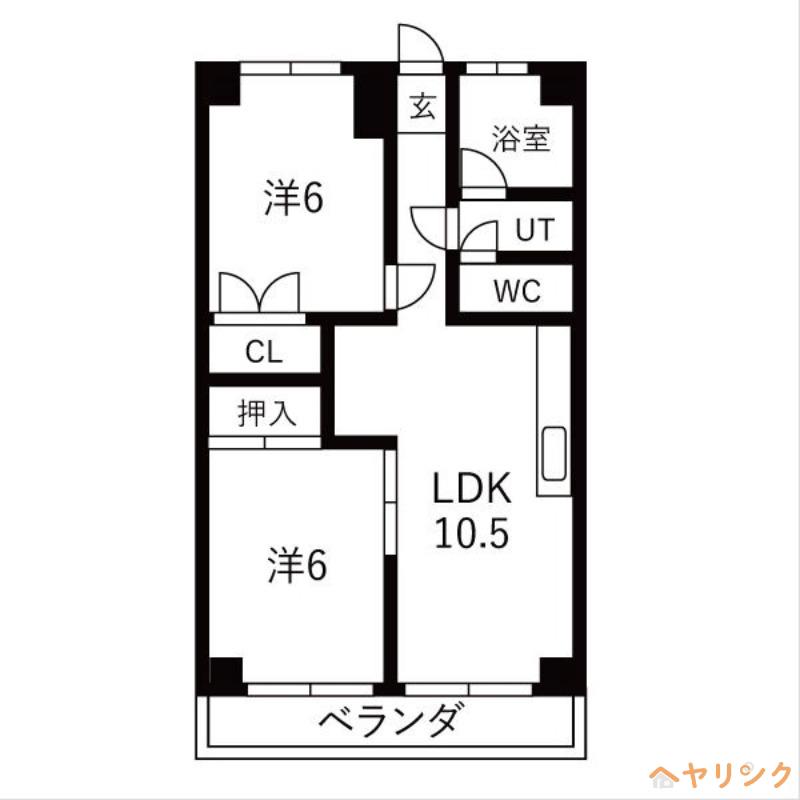 浅井レジデンス(2LDK/5階)の間取り写真