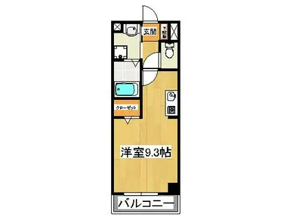 イワセヴィラ(ワンルーム/1階)の間取り写真