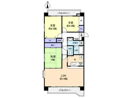 COZY緑が丘A(3LDK/2階)の間取り写真