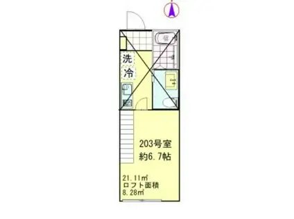 レジェンド駒沢(1K/2階)の間取り写真