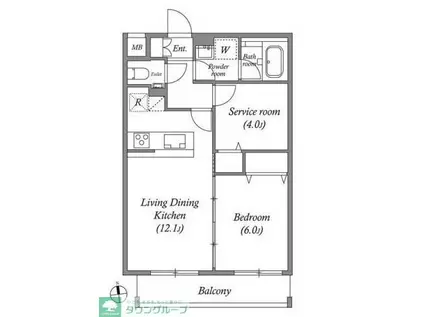 オーパスホームズ武蔵小金井(2LDK/1階)の間取り写真