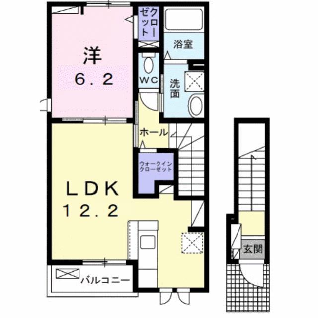 グラシアス(1LDK/2階)の間取り写真