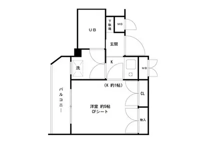 東京メトロ南北線 本駒込駅 徒歩5分 3階建 築37年(1K/3階)の間取り写真