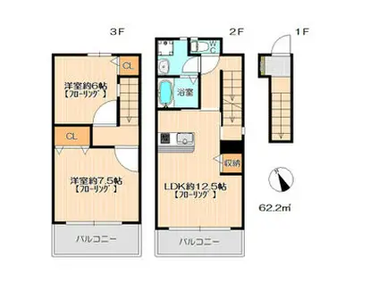 グリーンパーク(2LDK/2階)の間取り写真