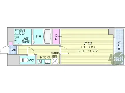 ノーブルヒルズ(1K/2階)の間取り写真
