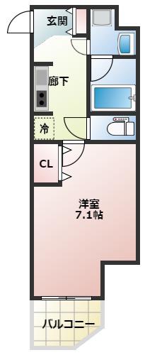 レジュールアッシュ難波LUXE(1K/11階)の間取り写真