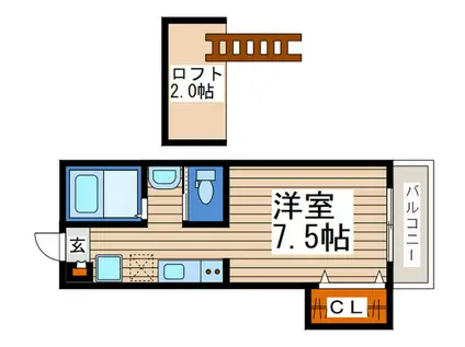 FELIZ越谷(ワンルーム/2階)の間取り写真