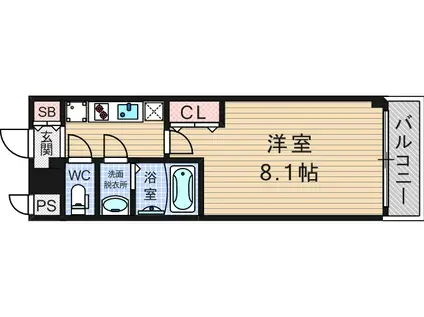 サムティ阿波座BELSIA(1K/13階)の間取り写真