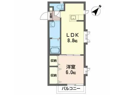 ボン・エスポワール北上(1LDK/2階)の間取り写真