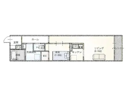 明磧マンション(1LDK/1階)の間取り写真