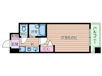 HOPECITY天神橋(1K/14階)の間取り写真