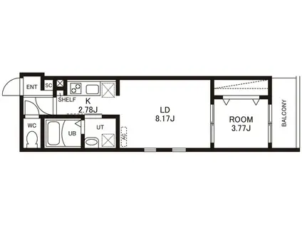 CHERIM竹下イースト(1LDK/1階)の間取り写真