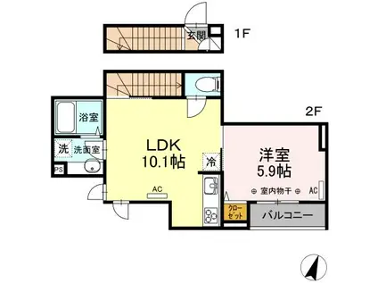 PREZIO K(1LDK/2階)の間取り写真