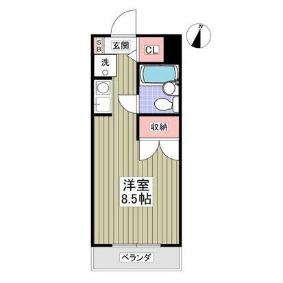 リュミエ本厚木(ワンルーム/1階)の間取り写真