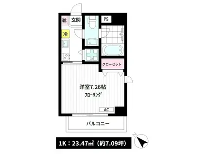 ウッディグレイス目黒洗足(1K/5階)の間取り写真