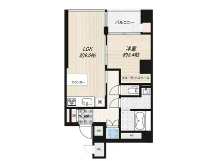 DELLCS永田町(1LDK/4階)の間取り写真