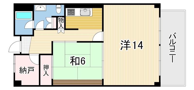 芦屋アーバンライフ(1SLDK/6階)の間取り写真
