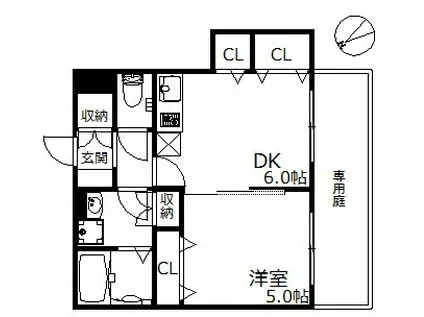 AILE道場(1DK/1階)の間取り写真