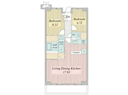 コンフォート津田沼壱番館(2LDK/5階)の間取り写真