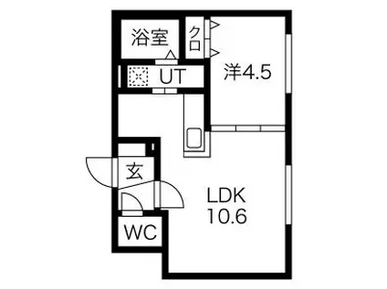 SERAM苗穂 セラム(1LDK/1階)の間取り写真