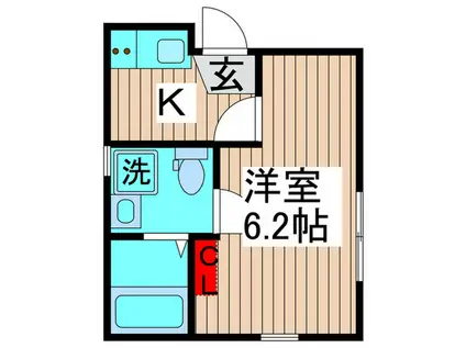 ノルテ六町(1K/1階)の間取り写真