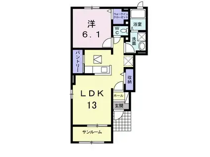 ソリジェA(1LDK/1階)の間取り写真